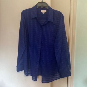 Coldwater Creek royal blue, long sleeve blouse, size 1X